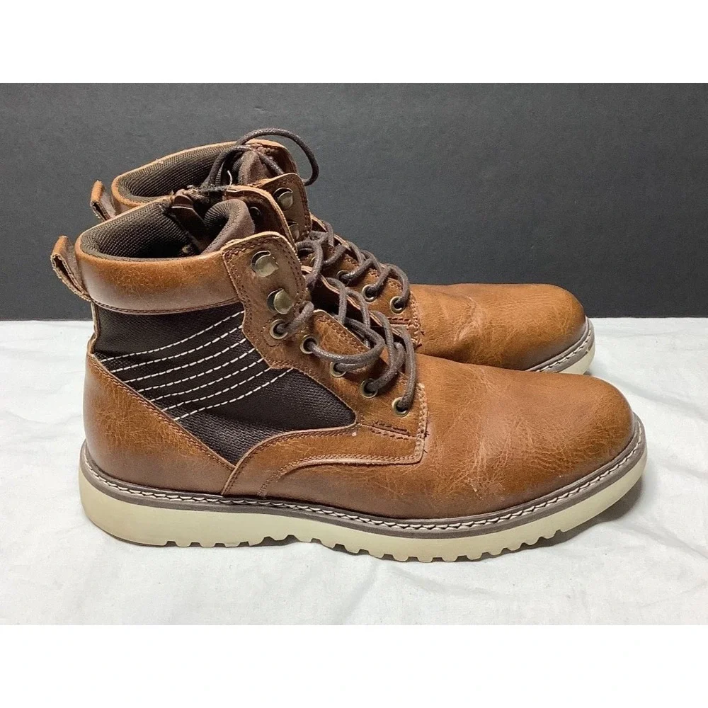 Men's Madden by Steve Madden Boots Lace Up Tan Cognac Size 10
